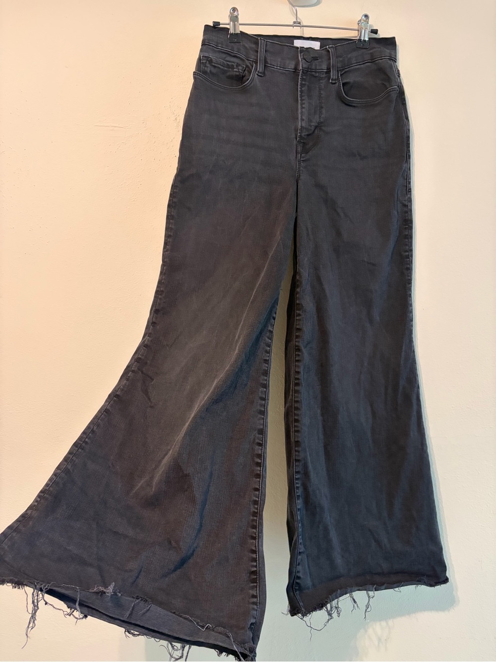 Frame Denim Black Palazzo Crop Wide-Leg Black Jeans